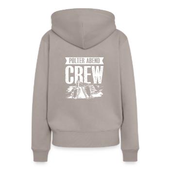 Polter Abend Crew - Frauen Premium Bio Hoodie - Taupe - Hinten - Julia (174cm)