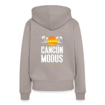 Cancun Mode - Sweat à capuche Premium bio Femme - taupe - Dos - Julia (174cm)