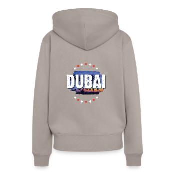 Dubaï - Sweat à capuche Premium bio Femme - taupe - Dos - Julia (174cm)