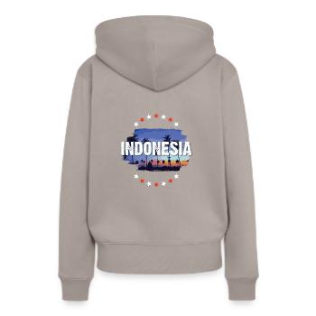Indonésie - Sweat à capuche Premium bio Femme - taupe - Dos - Julia (174cm)