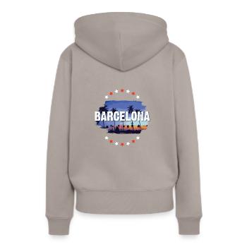 Barcelone - Sweat à capuche Premium bio Femme - taupe - Dos - Julia (174cm)