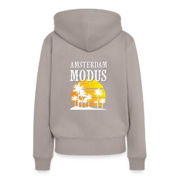 Amsterdam Modus - Frauen Premium Bio Hoodie - Taupe - Hinten - Julia (174cm)