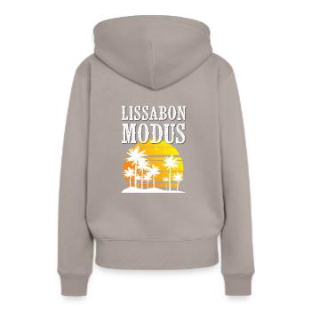 Mode Lisbonne - Sweat à capuche Premium bio Femme - taupe - Dos - Julia (174cm)