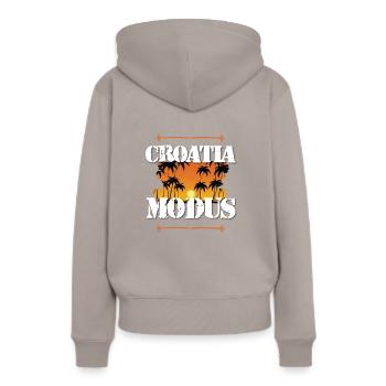 Croatia Modus - Frauen Premium Bio Hoodie - Taupe - Hinten - Julia (174cm)