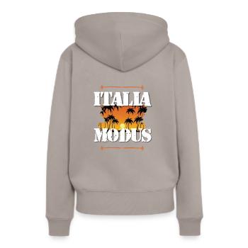 Mode Italie - Sweat à capuche Premium bio Femme - taupe - Dos - Julia (174cm)