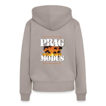 Prague Mode - Sweat à capuche Premium bio Femme - taupe - Dos - Julia (174cm)