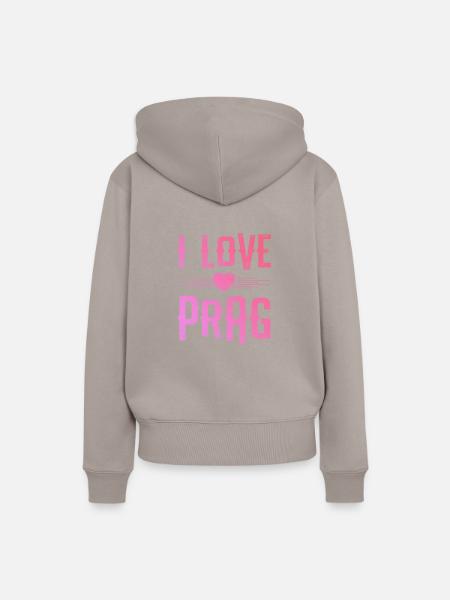 I Love Prag - Frauen Premium Bio Hoodie - Taupe