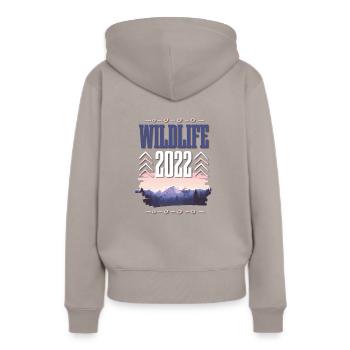 Faune 2022 - Sweat à capuche Premium bio Femme - taupe - Dos - Julia (174cm)