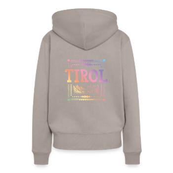 Tyrol Autriche - Sweat à capuche Premium bio Femme - taupe - Dos - Julia (174cm)