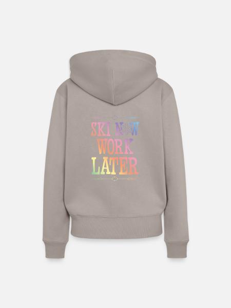 Ski now work later - Frauen Premium Bio Hoodie - Taupe
