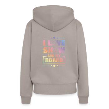 I love Snowboarding - Frauen Premium Bio Hoodie - Taupe - Hinten - Julia (174cm)