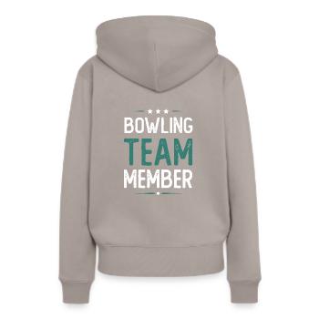 Bowling Team - Frauen Premium Bio Hoodie - Taupe - Hinten - Julia (174cm)