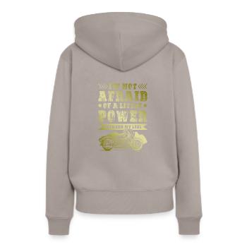 Puissance de la moto - Sweat à capuche Premium bio Femme - taupe - Dos - Julia (174cm)