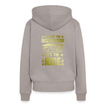 Destination moto - Sweat à capuche Premium bio Femme - taupe - Dos - Julia (174cm)