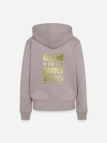 Küsse mich Barber - Frauen Premium Bio Hoodie - Taupe