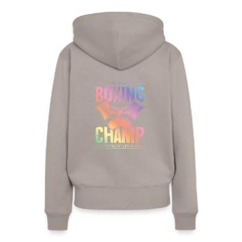 Boxing Champ - Frauen Premium Bio Hoodie - Taupe - Hinten - Julia (174cm)