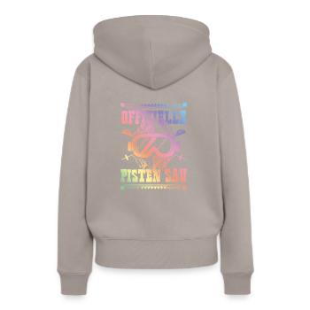 Ofizielle Pisten Sau - Frauen Premium Bio Hoodie - Taupe - Hinten - Julia (174cm)