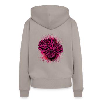 Rose Illustration - Sweat à capuche Premium bio Femme - taupe - Dos - Julia (174cm)
