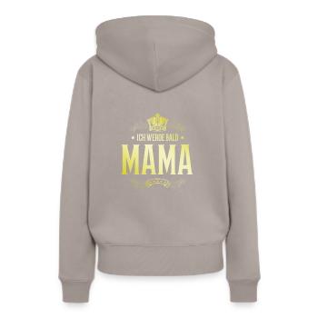 Ich werde Bald Mama - Frauen Premium Bio Hoodie - Taupe - Hinten - Julia (174cm)