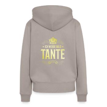 Ich werde Bald Tante - Frauen Premium Bio Hoodie - Taupe - Hinten - Julia (174cm)