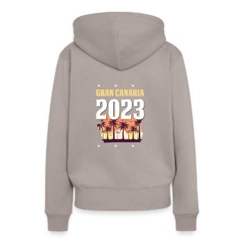 Grande Canarie 2023 (Garantie du prix le plus bas) - Sweat à capuche Premium bio Femme - taupe - Dos - Julia (174cm)