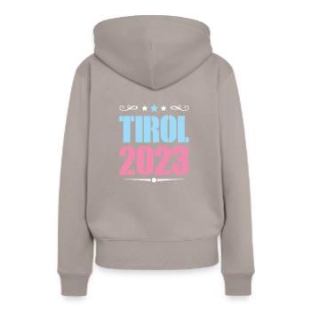 Tyrol 2023 - Sweat à capuche Premium bio Femme - taupe - Dos - Julia (174cm)