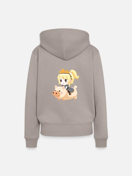 Prinzessin Schwein Märchen - Frauen Premium Bio Hoodie - Taupe
