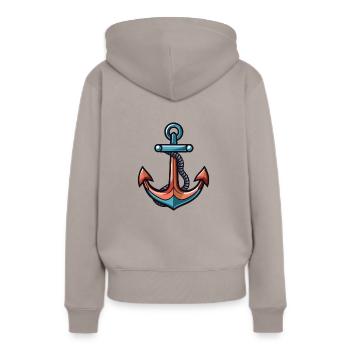Anker Symbol Hafen - Frauen Premium Bio Hoodie - Taupe - Hinten - Julia (174cm)