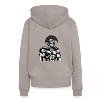 Spartaner Gladiator Muskeln - Frauen Premium Bio Hoodie - Taupe - Hinten - Julia (174cm)