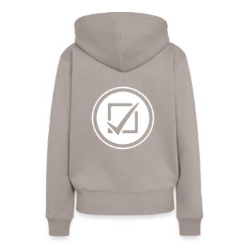 Cochez la case - Sweat à capuche Premium bio Femme - taupe - Dos - Julia (174cm)