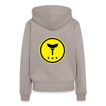 Sausage fork - Women’s Premium Organic Hoodie - taupe - Back - Julia (174cm)