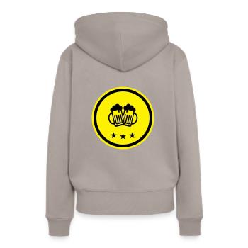 Bierglas Anstossen - Frauen Premium Bio Hoodie - Taupe - Hinten - Julia (174cm)
