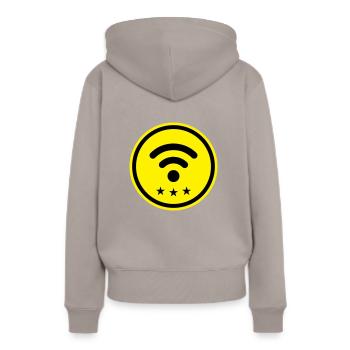 Wlan Internet - Frauen Premium Bio Hoodie - Taupe - Hinten - Julia (174cm)