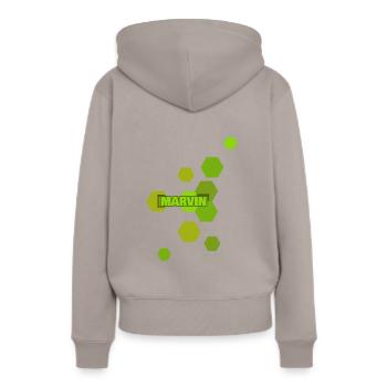 Marvin - Frauen Premium Bio Hoodie - Taupe - Hinten - Julia (174cm)
