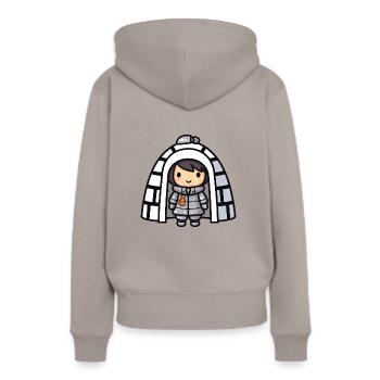 Bande dessinée d’hiver Eskimo Igloo - Sweat à capuche Premium bio Femme - taupe - Dos - Julia (174cm)