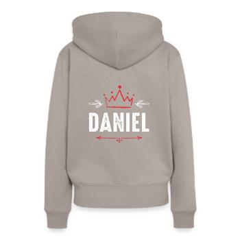 Daniel - Frauen Premium Bio Hoodie - Taupe - Hinten - Julia (174cm)