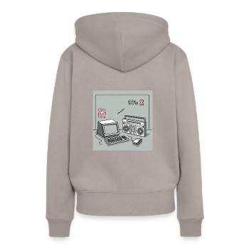 Objets cultes des années 90 : Walkman, ordinateur et Cie. - Sweat à capuche Premium bio Femme - taupe - Dos - Julia (174cm)