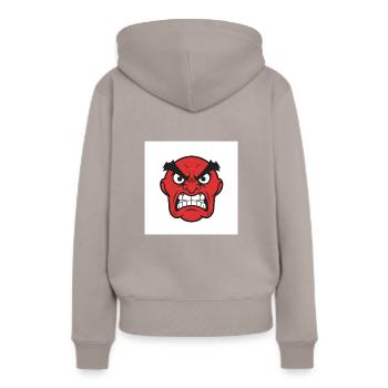 Ausdrucksstarke Wut: Eine kraftvolle Darstellung - Frauen Premium Bio Hoodie - Taupe - Hinten - Julia (174cm)