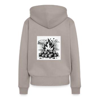 Feu de camp dans le style de la bande dessinée : chaleur et atmosphère - Sweat à capuche Premium bio Femme - taupe - Dos - Julia (174cm)