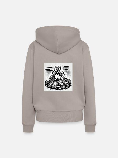 Flammenspiel im Comic-Stil: Lagerfeuerkunst - Frauen Premium Bio Hoodie - Taupe