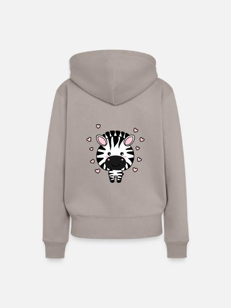 Süßes Zebra mit Herzchen - Frauen Premium Bio Hoodie - Taupe