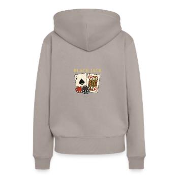 Blackjack – Le jeu avec le Magic 21 - Sweat à capuche Premium bio Femme - taupe - Dos - Julia (174cm)