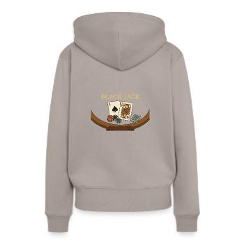Blackjack – Le jeu avec le Magic 21 - Sweat à capuche Premium bio Femme - taupe - Dos - Julia (174cm)