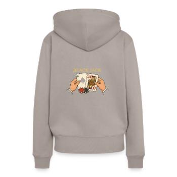 Blackjack – Le jeu avec le Magic 21 - Sweat à capuche Premium bio Femme - taupe - Dos - Julia (174cm)