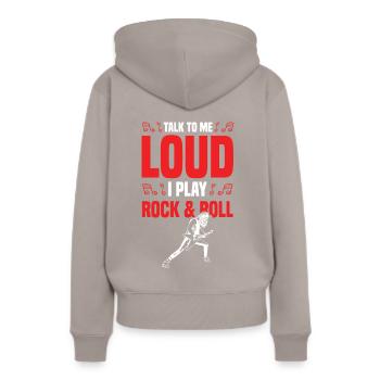 Rock n roll bruyant - Sweat à capuche Premium bio Femme - taupe - Dos - Julia (174cm)
