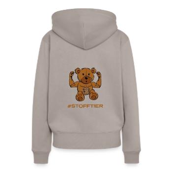 Ours en peluche sur les stéroïdes anabolisants - Sweat à capuche Premium bio Femme - taupe - Dos - Julia (174cm)