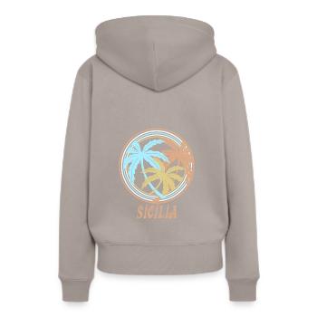 Sicile - Sweat à capuche Premium bio Femme - taupe - Dos - Julia (174cm)