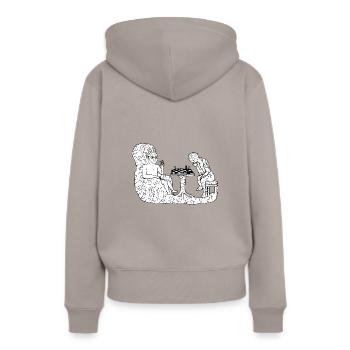 Internet Meme - Brainlet Schach Meme - Sweat à capuche Premium bio Femme - taupe - Dos - Julia (174cm)