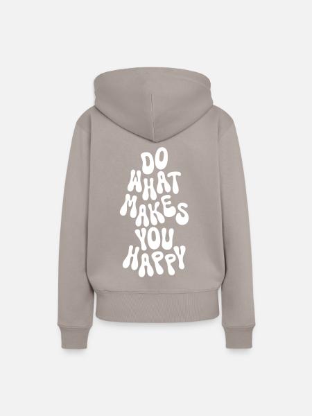 Do what makes you happy Spruch Trendy Retro - Frauen Premium Bio Hoodie - Taupe