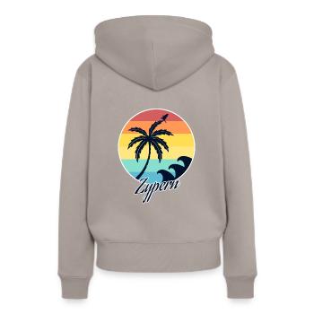 zypern - Frauen Premium Bio Hoodie - Taupe - Hinten - Julia (174cm)